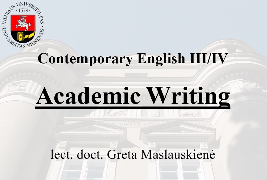 Course Image Academic Writing (Contemporary English III/IV) 2025